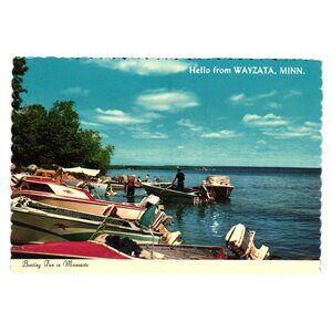 Hello From Wayzata Minnesota Vintage Postcard Scenic Lake Boating Dexter Press